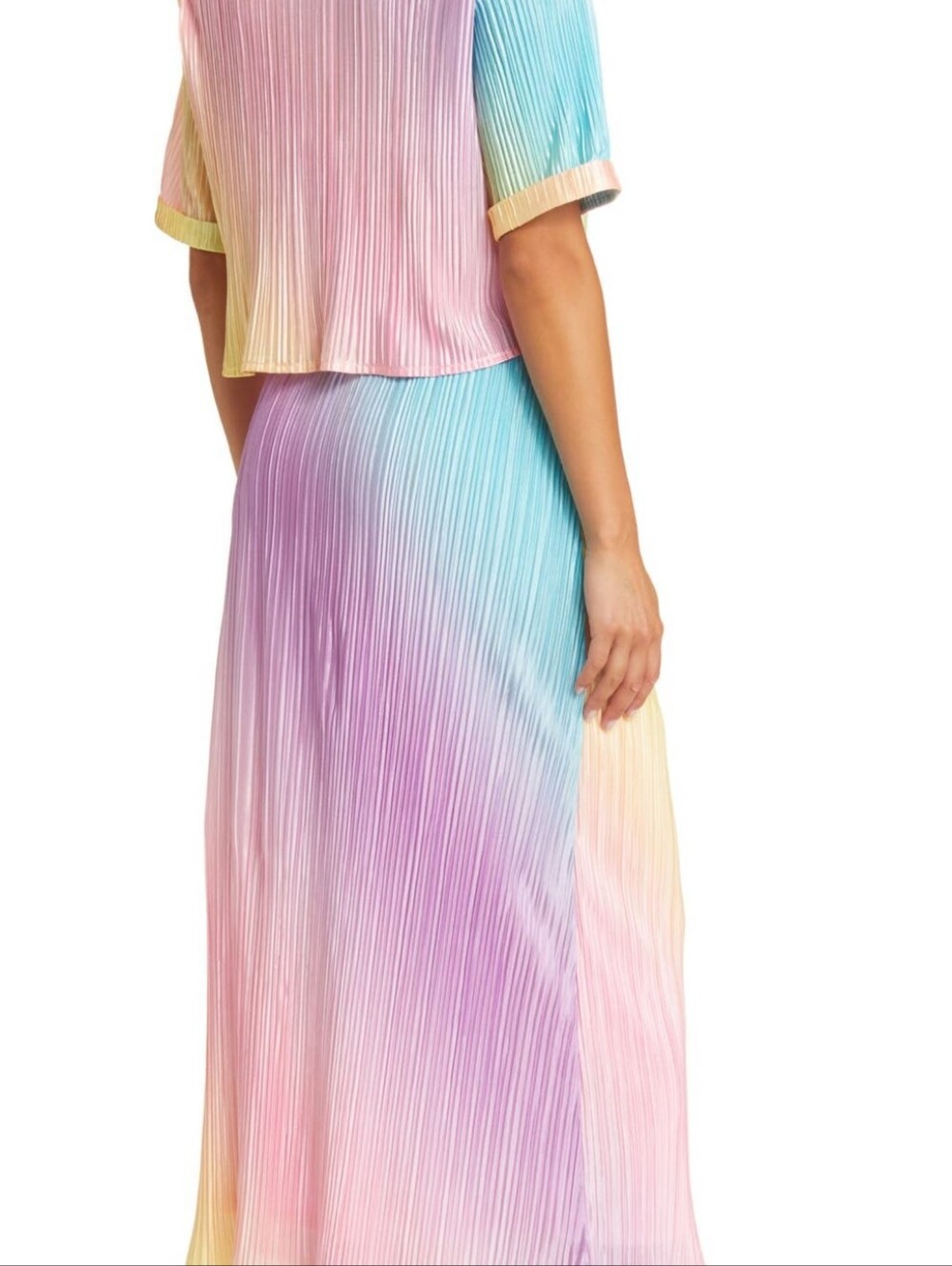 NWT - Dressed In LALA Rainbow Plisse Skirt Set (S) - Picture 3 of 9